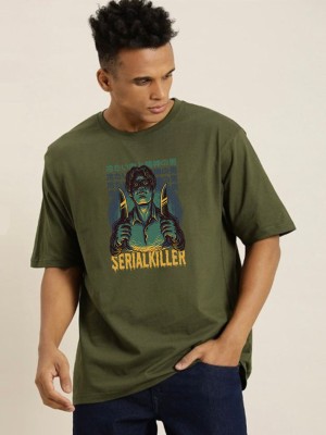 chillme Graphic Print Men Round Neck Dark Green T-Shirt