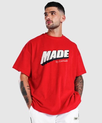Leotude Printed Men Round Neck Red T-Shirt