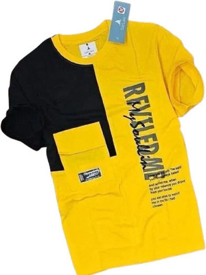 CT Fashion Printed Men Round Neck Yellow T-Shirt