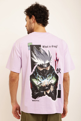 FASHIO Printed Men Round Neck Purple T-Shirt