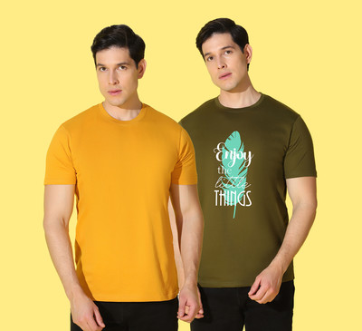 WOOSTRO Typography, Solid Men Round Neck Multicolor T-Shirt