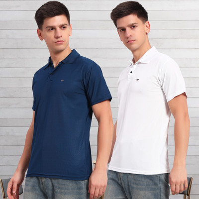 DUCOHIVE Solid Men Polo Neck Multicolor T-Shirt