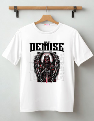 DIBBY Printed Men Round Neck White T-Shirt