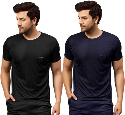 UDI n ADI Solid Men Round Neck Dark Blue T-Shirt