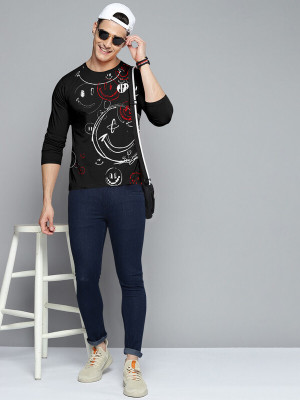 Trend Twisst Printed Men Round Neck Black T-Shirt