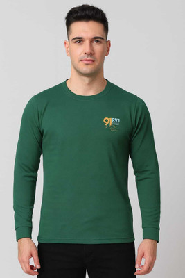 WILD ELEPHANT Solid Men Round Neck Green T-Shirt