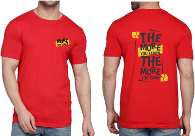 WOOSTRO Printed, Typography Men Round Neck Red T-Shirt