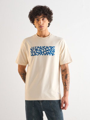 THE BEAR HOUSE Printed Men Round Neck Beige T-Shirt