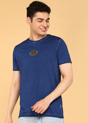 AEROPOSTALE Solid Men Round Neck Dark Blue T-Shirt