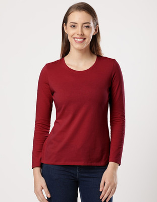 JOCKEY Solid Women Round Neck Red T-Shirt