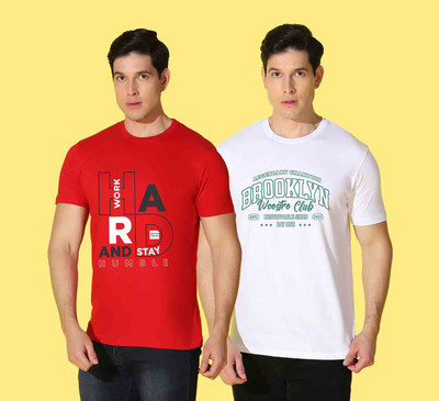 WOOSTRO Printed Men Round Neck Multicolor T-Shirt