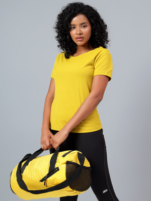 DIDA Solid Women Round Neck Yellow T-Shirt