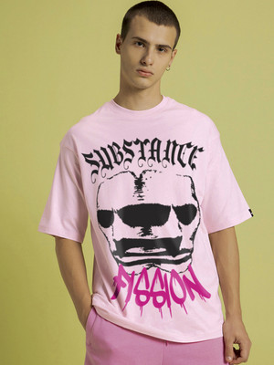 BEWAKOOF Graphic Print Men Round Neck Pink T-Shirt