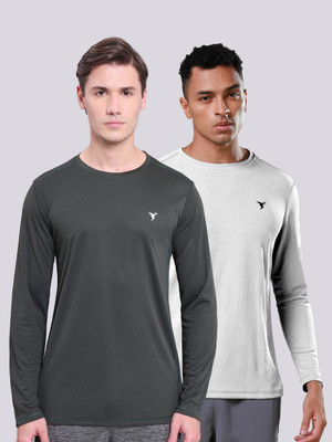 TECHNOSPORT Solid Men Round Neck Multicolor T-Shirt