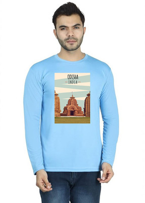 LV CARE Printed Men Round Neck Blue T-Shirt