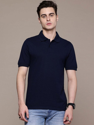 Moda Rapido Graphic Print Men Polo Neck Navy Blue T-Shirt
