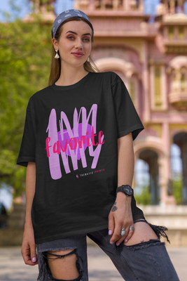 Thematic Prints Typography, Graphic Print Women Round Neck Black T-Shirt