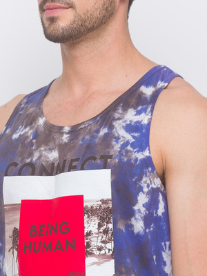 BEING HUMAN Printed Men Round Neck Navy Blue T-Shirt