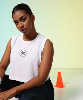 HRX by Hrithik Roshan Printed Women Round Neck White T-Shirt