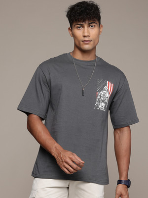 Roadster Graphic Print Men Round Neck Grey T-Shirt