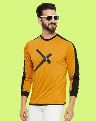 Autna Printed Men Round Neck Yellow T-Shirt