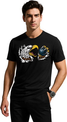 mssports Printed Men Round Neck Black T-Shirt