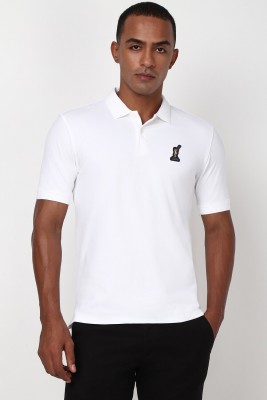 PETER ENGLAND Solid Men Polo Neck White T-Shirt