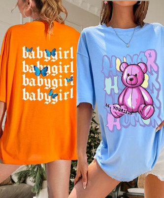 SILVANUS Printed Women Round Neck Multicolor T-Shirt