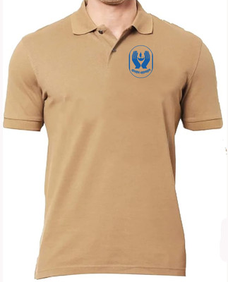 GoobyDooby Solid Men Polo Neck Brown T-Shirt