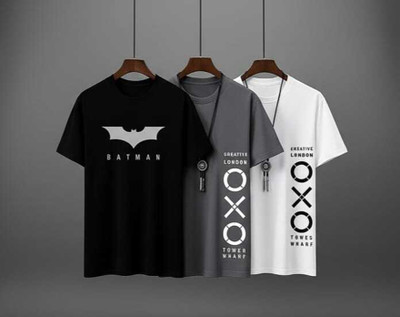 CONVENTIONAL ATTITUDE Superhero, Typography, Graphic Print Men Round Neck Black, Grey, White T-Shirt