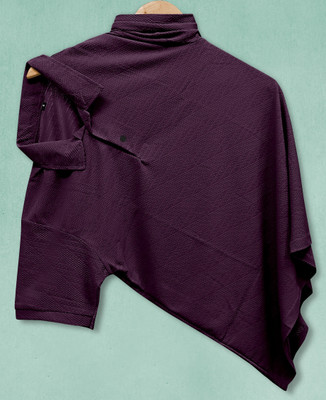 PRAIZY Solid Men Polo Neck Purple T-Shirt