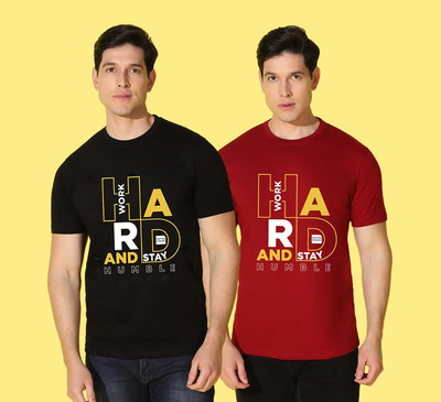 WOOSTRO Printed Men Round Neck Multicolor T-Shirt