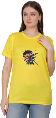Chaitali Printed Women Round Neck Yellow T-Shirt