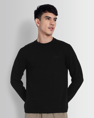 DCYPHR Solid Men Crew Neck Black T-Shirt
