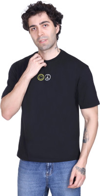 RF Raves Graphic Print Men Round Neck Black T-Shirt