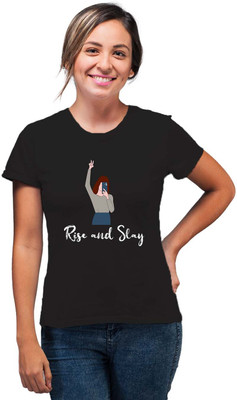 SmarTee Street Printed Women Round Neck Black T-Shirt