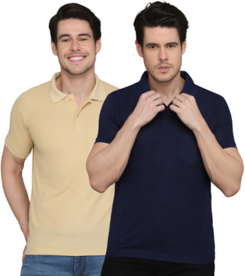 INKKR Solid Men Polo Neck Multicolor T-Shirt