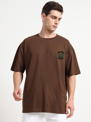 Chill Factor Graphic Print Men Round Neck Brown T-Shirt
