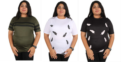 Oishee Printed Women Round Neck Multicolor T-Shirt