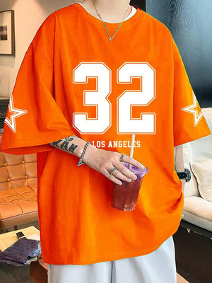 Cool Plus Printed Men Round Neck Orange T-Shirt