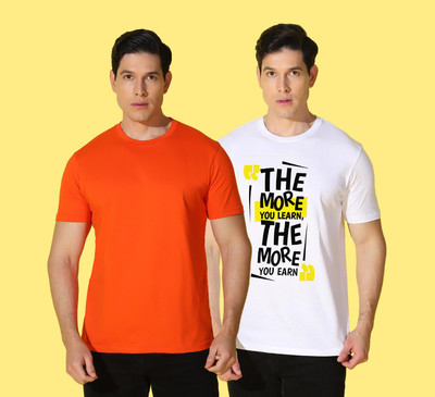 WOOSTRO Solid, Printed Men Round Neck Multicolor T-Shirt