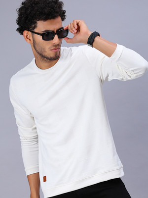 V-MART Solid Men Round Neck White T-Shirt