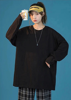 SHABIB Solid Women Round Neck Black T-Shirt