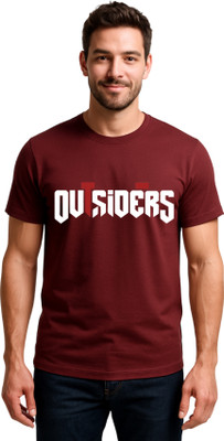 RasJon Printed Men Round Neck Maroon T-Shirt