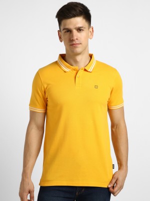 Urbano Fashion Solid Men Polo Neck Yellow T-Shirt