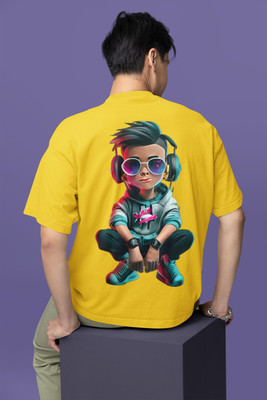 Arfila Printed Men Round Neck Yellow T-Shirt