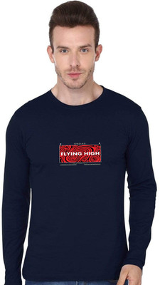 ENZIKO Graphic Print Men Round Neck Navy Blue T-Shirt