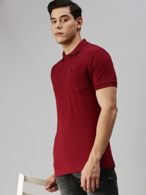 ONN Solid Men Polo Neck Maroon T-Shirt