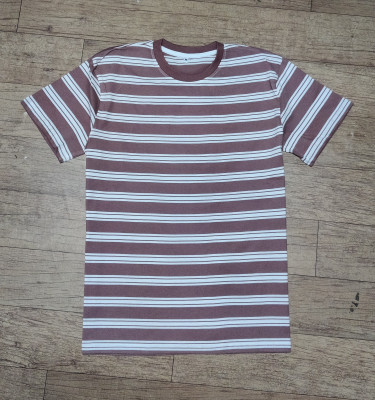 ABSTER Striped Men Round Neck Brown T-Shirt