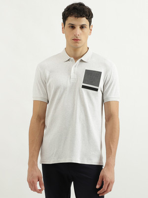 United Colors of Benetton Solid Men Polo Neck Grey T-Shirt